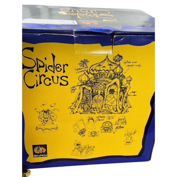 Spooky Hollow SPIDER CIRCUS Tent Halloween Blink Light House Bisque Vintage - Picture 9 of 12